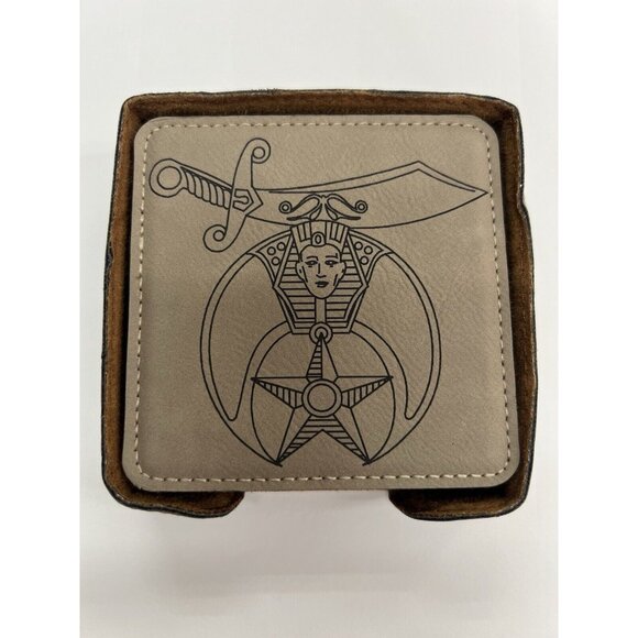Printed Leather Freemason Coasters - Picture 3 of 7